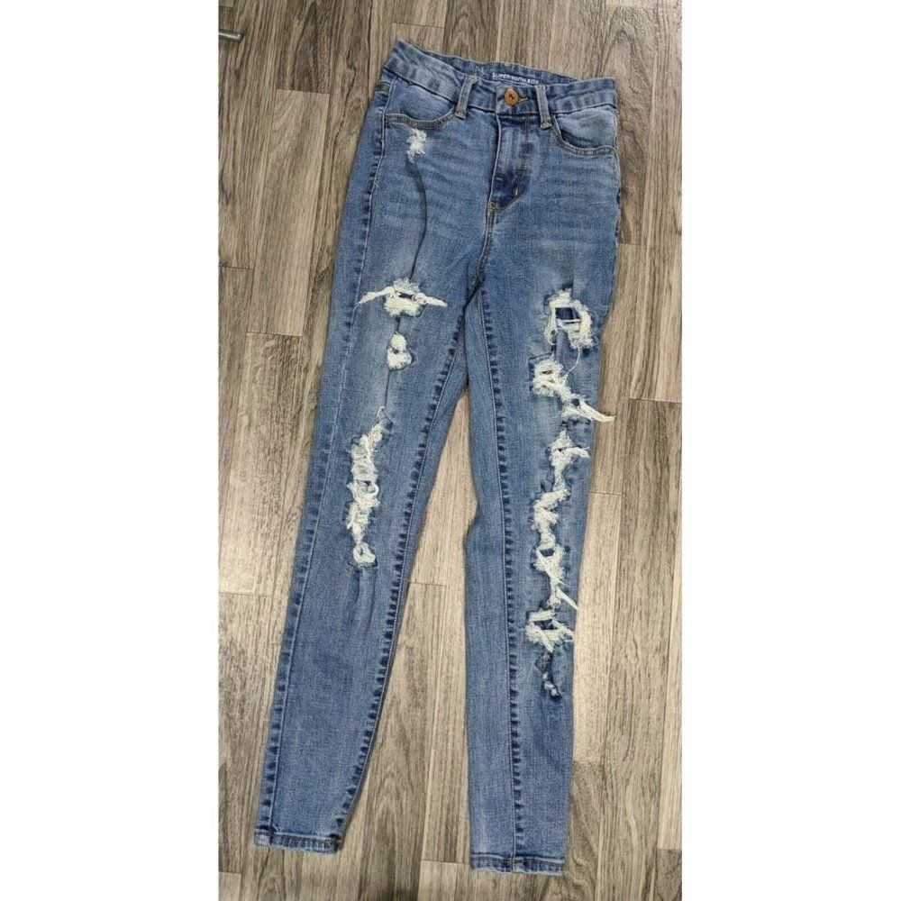 (3/$35)‎ NOBO No Boundaries Size 3 Distressed Skinny Super High Rise Denim Jeans
